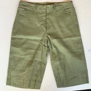 Carole‎ Little 4 Olive Green Linen Blend Bermuda Shorts PRISTINE